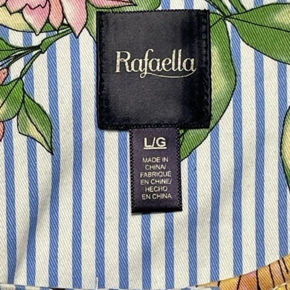 Rafaella Floral Tapered‎ Blazer Crewneck Jacket Womens Sz Large Blue Striped - Picture 8 of 12